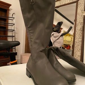 Grey wide calf boots